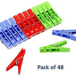 Sturdy Plastic Cloth Clips, Clips for Clothes Drying, Cloth pegs (Multi Colour) Pack of (48) Plastic Cloth Clips-image-25