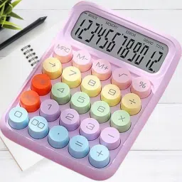 65240 12 Digit Large LCD Display And Big Round Buttons, Colored Electronic Calculator BasicCalculator-12
