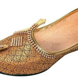 Men's Gold Sharwani Wedding Mojari Mojaris For Men-image-83
