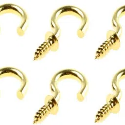 Brass Plated J Hook Screw Eye Shape, Self Tapping Hooks (1 Inch, 25) Hook 25-31
