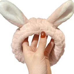 Bunny Ear Make Up Face Washing Shower Hair band Headband For Women-Peach-White Head Band-image-72