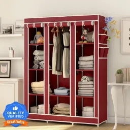 3 Door 10 Shelf PP Collapsible Wardrobe-image-90