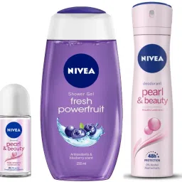 Pearl & Beauty Roll-on, Deodorant and Fresh Powerfruit Shower Gel (Pack of 3) Deodorant Roll-on - For Women-image-27