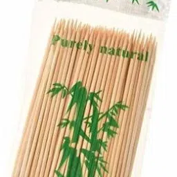Bamboo Wooden Barbecue Skewers Sticks for Oven, Microwave and Pan, BBQ Skewer, Kabab Sticks 8" pack of 100 Sticks Disposable Wooden Roast Fork Set-image-17