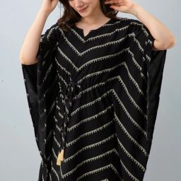 Floral Print Rayon Women Kaftan-image-16
