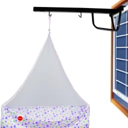 Joy Baby Cradle with Attached bed and Mosquito net and Window Metal Hanger-13