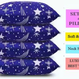 Blue Print Polyester Fibre Abstract Sleeping Pillow Pack of 4-image-20