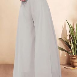Women Regular Fit White Georgette Trousers-image-66