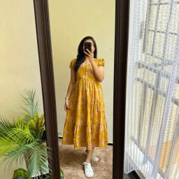 Floral Print Viscose Rayon Stitched Flared/A-line Gown-image-85