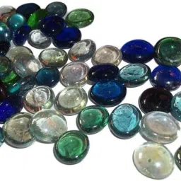 Decorative Glossy Shiny Round Transparent Glass Pebbles Stone For Glass Filler Aquarium Vase Fillers Plant Pots Home Garden & Outdoor Decoration (Multi Colour, 500 grams) Polished, Regular, Painted Round Fire Glass Pebbles-image-43