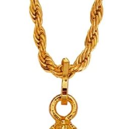 Religious Lord Goddess Maa Durga Jay Mata Di Gold Brass Rope Chain Pendant Brass Pendant-image-1