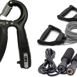 Combo of Counter Hand Gripper with Toning Tube and Skipping Rope for Workout Fitness Accessory Kit Kit-image-38