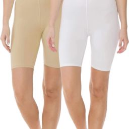 Pack of 2 Solid Women White Cycling Shorts-image-0