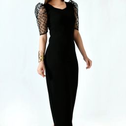 Women Bodycon Black Midi/Calf Length Dress-image-84