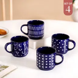 Ceramic Navy Blue Chic Stackable Cups Set Of 4-image-11