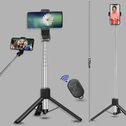 Wanzhow New Latest Super long 2 in 1 Selfie Stick, 31cm-170 cm length Tripod with 10m Range BT Remote, 360-degree Lock adjustable holder, CR2032 Replaceable Battery Compatible with all types of smartphones, Android, ios Bluetooth Selfie Stick Bluetooth Selfie Stick-22
