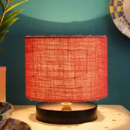 new era Classic Wooden Night Lamp with Jute Shade (Black & Pink)-picture-40