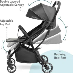 bonfino Aero Lite Baby Cruiser Stroller With 5-Point Safety Harness & Reclining Backrest Stroller image 4