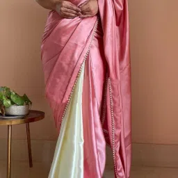 Embellished, Solid/Plain Bollywood Satin Saree-picture-16