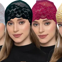Embroidered, Solid, Self Design Skull Cap-0