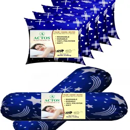 Star print Combo Set Of 5 Cushion And 2 bolster Microfibre Nature Bolster Pack of 7-picture-5