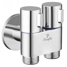 Compact 2 Way Angle Valve with Wall Flange (Chrome Finish) (Brass) (2-in-1) Two Way Compact 2-Way Angle Cock Faucet-18