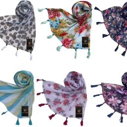 Printed Chiffon Women Multicolor Fancy Scarf, Scarf, Stole-image-58