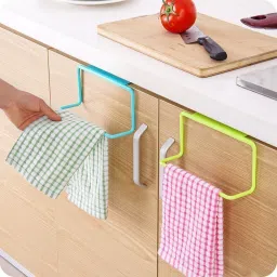Cupboard Over Door Kitchen Towel Hanger, Door Towel Rack, Kitchen Napkin Rack, 2 Piece Pack Blue,Green Towel Holder-image-20