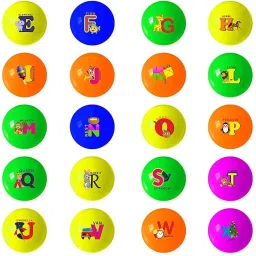 Fun Ball Colorful Printed Educational Toy Scented Ball for Kids, Inflatable Soft PVC/Rubber Perfect Size for Indoor/Outdoor Play - (A-Z Ball Set (26 Pcs))-14