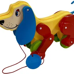 Presents a Toy Daisy Dog Along with Pull Rope. Generate ting ting Sound When Dog is Pulled. Toy for a Walk Pull Along Large Animal Pet Toy for Kids-picture-0