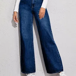 kotty Women Flared High Rise Blue Jeans-picture-4