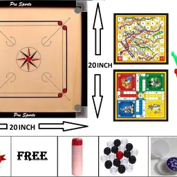 Present Small 20 inch Combo Pack (Free Ludo , Crystal Coin, & Powder) 5 cm Carrom Board-image-46