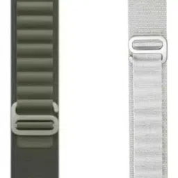 Geo SPORTS Alpine Loop Nylon Bands/Straps Compatible with Watch 49mm 45mm 44mm 42mm Men & Women, Adjustable Strap with Metal G-Hook Premium white and green Strap for iWatch Ultra Series SE 8 7 6 5 4 3 2 1 (Only Alpine Loop Strap for Apple iWatch, Watch NOT Included) Smart Watch Strap-21