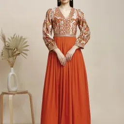 Solid Polyester Stitched Anarkali Gown-image-25