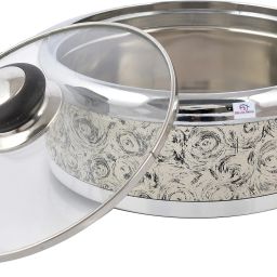 Designer Inner Steel Casserole With Lid, 1500ml (Brown) Serve Casserole-image-99