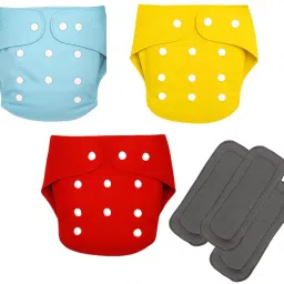 Reusable Baby Cotton Cloth Diapers Multicolor, Pack of 2-image-23