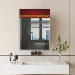 Raj Glass Red colour Digital Print l on Glass Mirror Bathroom Mirror Bathroom Mirror-8