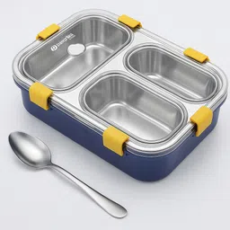 nuvio 3 Section Insulated Stainless Steel Lunch Box for Kids and Office Use 3 Containers Lunch Box-picture-1