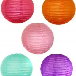 8 inch Hanging Paper Lantern Diwali Christmas Festival Decor lamp Shade Marriage Party Decor Hanging Paper Ball Lamp (Multicolour) Paper Table Lantern Multicolor Paper Hanging Lantern-11