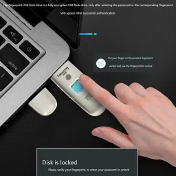 Linkify 128 GB 2 in 1 USB 3.2 + Type C with Fingerprint encrypted SSD USB Drive 128 GB Pen Drive Compatible with Tablet, Television, Mobile, Laptop, Desktop Computer USB 3.2 Metal Case image 3