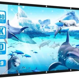 QUARSON 110 inch Projector Screen,4K 16:9 Portable Eyelet Premium Video Foldable screen Projector Screen (Width 244 cm x 137 cm Height)-picture-30