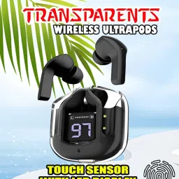 crecro Ultrapod Bluetooth Earbuds Headset Crystal Transparent Design,LED Display P7 Smart Headphones-17