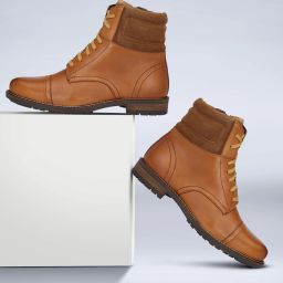 Genuine Leather High Ankle Derby Boots For Men-53
