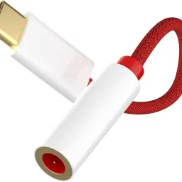 sounce Red, White Type C to 3.5 mm Jack Audio Connector, Noise Cancelling Headphone Jack Converter Phone Converter-8