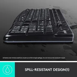 Logitech Plug and Play USB Keyboard K120 Full-Size, Spill-Resistant, Curved Space Bar Wired USB Standard Desktop Keyboard Compatible with Desktop, Laptop, Mac image 5