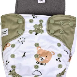 bear & bunny Washable Reusable Cloth Diaper,Free Size|for Kids 0-3 Yrs|2 Diaper & 2 insert image 2