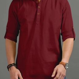 Men Solid Cotton Blend Straight Kurta-image-48