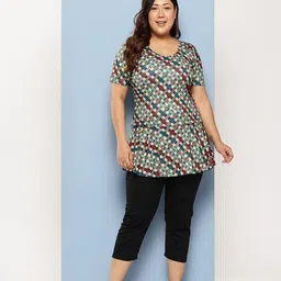 here&now Womens Sea Green-Black Colour Check Print Nylon Plus Size Swim Suit Checkered Women Swim-dress Light Green Swimsuit-picture-26