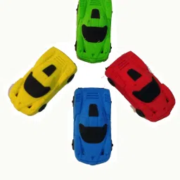 technochitra RACING CAR SHAPE MULTI COLOR ERASER , SET OF 4 BIRTHDAY RETURN GIFT Non-Toxic Eraser image 3