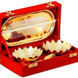 Lotus Bowl Gift Set – 2 Bowl with Spoon in Velvet Box Bowl, Spoon Serving Set-image-32